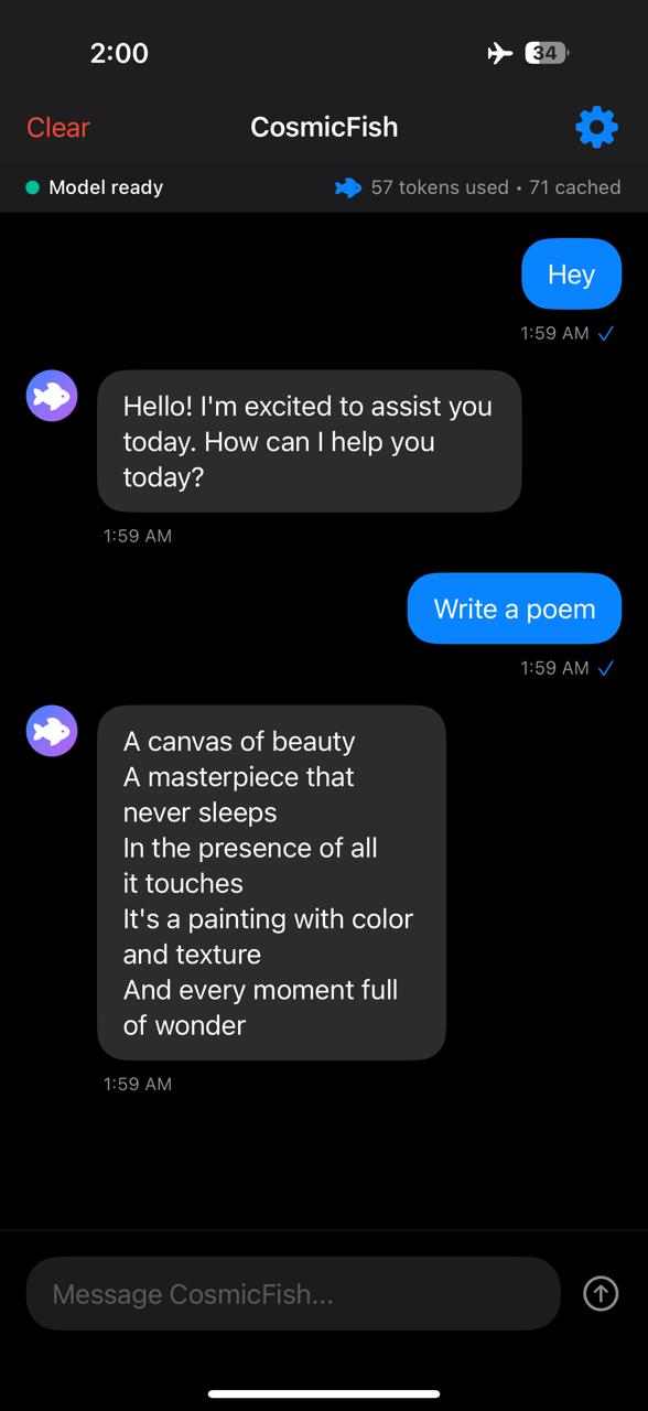 CosmicChat Chat Interface Screenshot